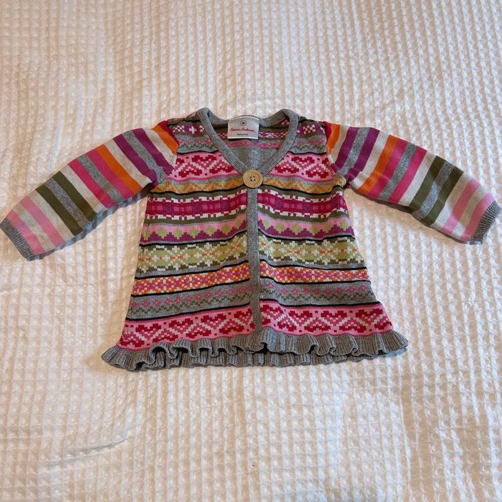 Vintage Hanna Andersson Multicolor Fair Isle Knit Cardigan